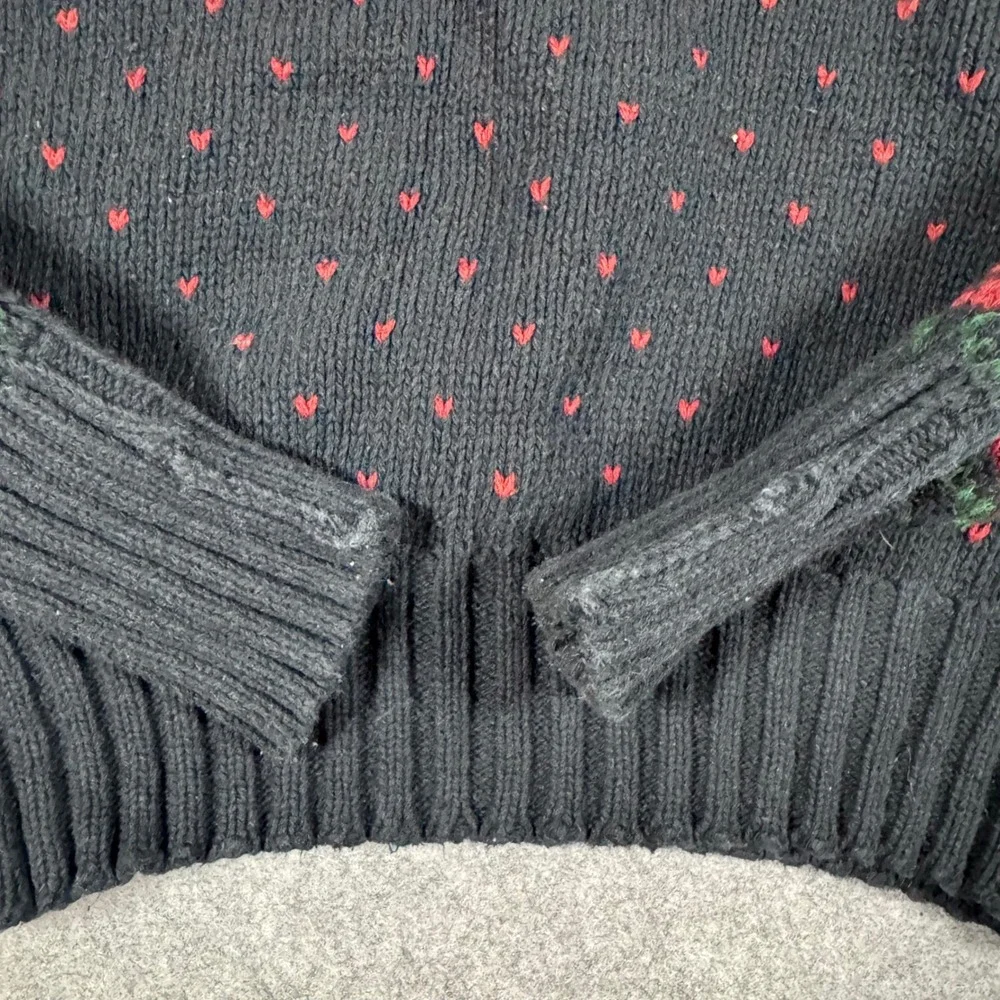 Vintage Polo Ralph Lauren Sweater Mens M Black Reindeer Intarsia Cotton Holiday